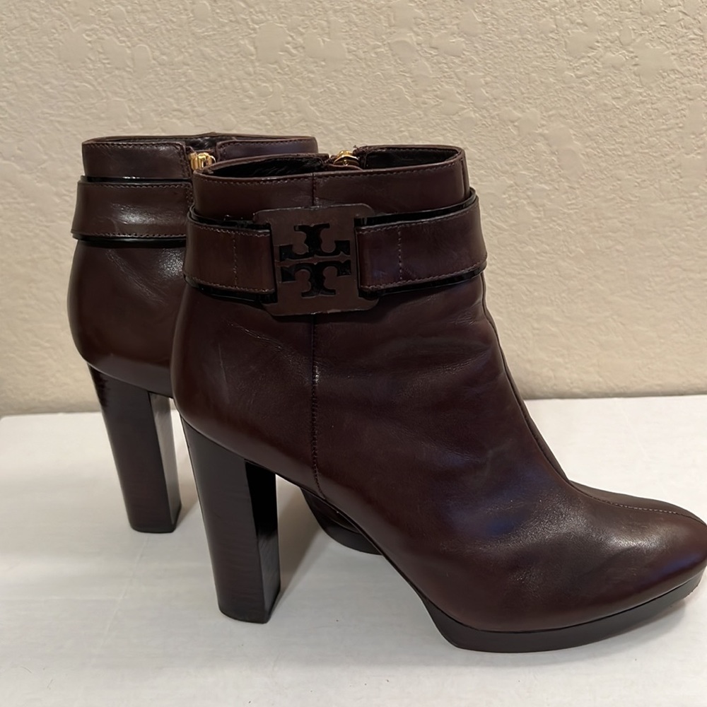 Tory Burch Barrick brown leather platform ankle boots - Picture 4 of 8
